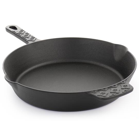 Spice by Tia Mowry Savory Saffron 12" Cast Iron Skillet with Pouring Spouts